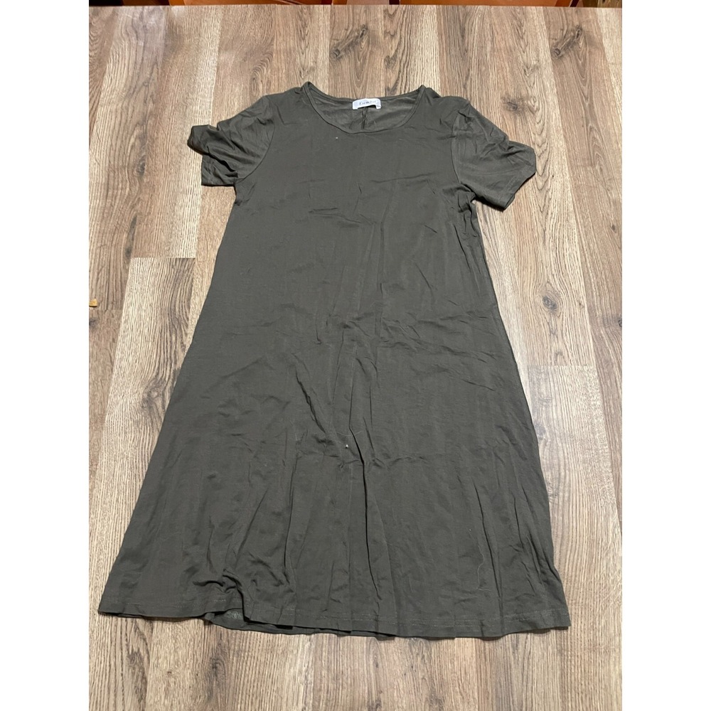 Esenchel Dress, Women's Size Small, Green, Shirt Dress, Round Neck